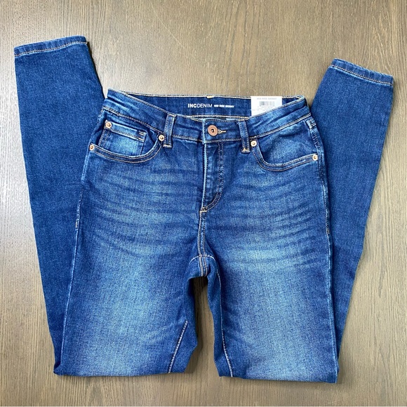 New INC International Concepts Women Core Denim Mid Rise Skinny Jeans - Picture 3 of 13